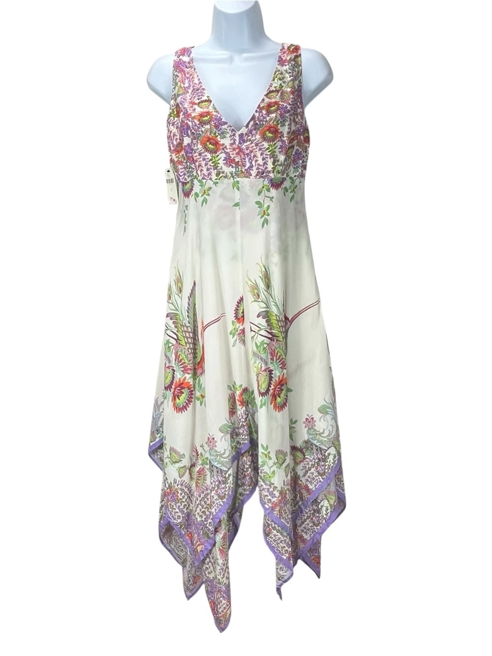 Anthropologie Women’s‎ Floral Midi Dress Size 0 Boho Viscose NWT - Picture 1 of 14